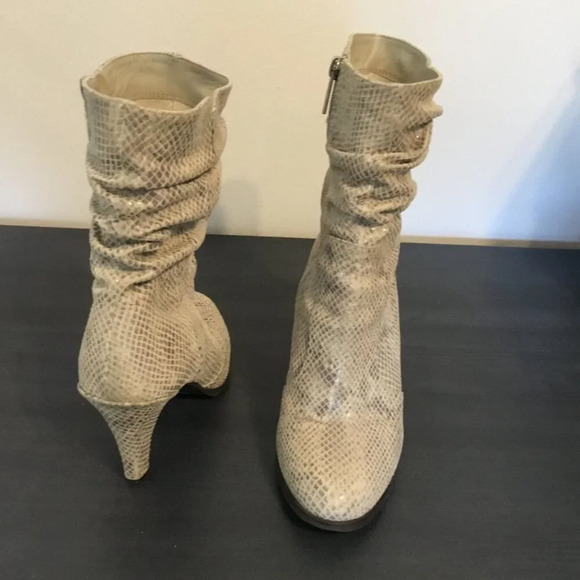 Le Saunda boots snake print grey  leather vintage Sz 7 - Picture 12 of 12